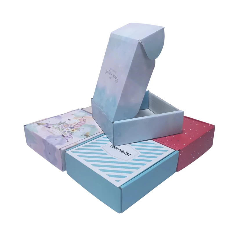 Custom logo pink Flat Gift pack caja clothes shipping carton Packaging Paper Folding mailer Box for Clothing shoes underwear