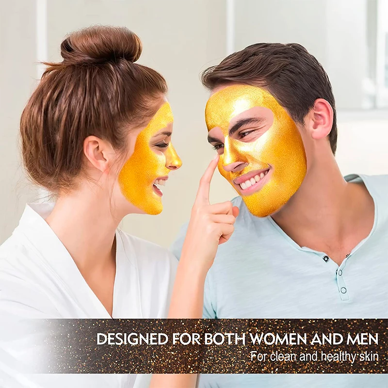 24K Gold Deep Cleansing Diets Pores Oily Peeling Mask Blackhead Remover Peel Off Face Mask with Brush Serum