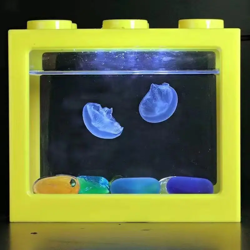 Modern design acrylic aquarium jellyfish tank high quality medium size aquarium with power adapter for home use