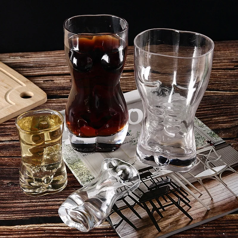 Hand painted color sexy female woman body shape Sublimation mini glass tumbler tequila shot glass cup for bar