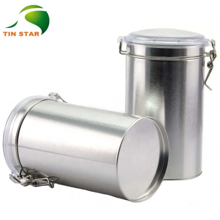 Food Grade Round Empty Metal Tea Tin Packaging With Plastic Window