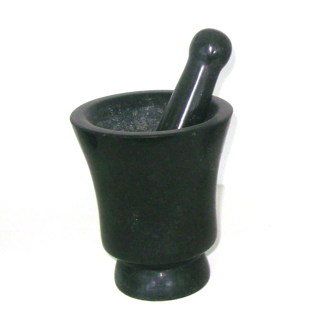 black granite stone mortar and pestle