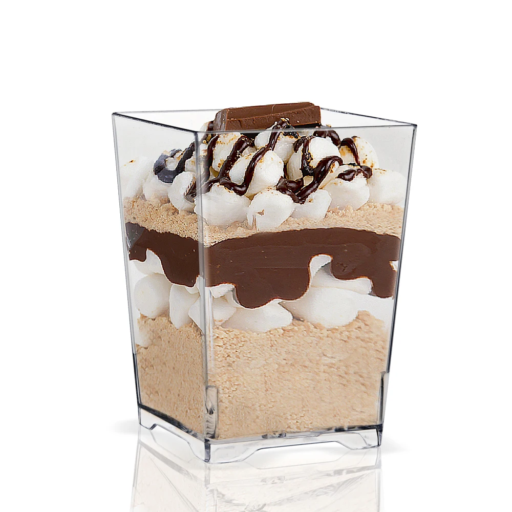 Европа-Pack 110 мл 4OZ квадратной формы прозрачный PS одноразовые пудинг желе чашки