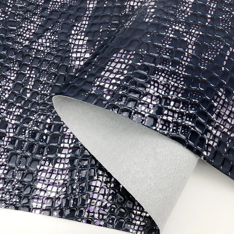 Glossy Embossed Crocodile Gold Film Foil PVC Faux Leather For Handbag
