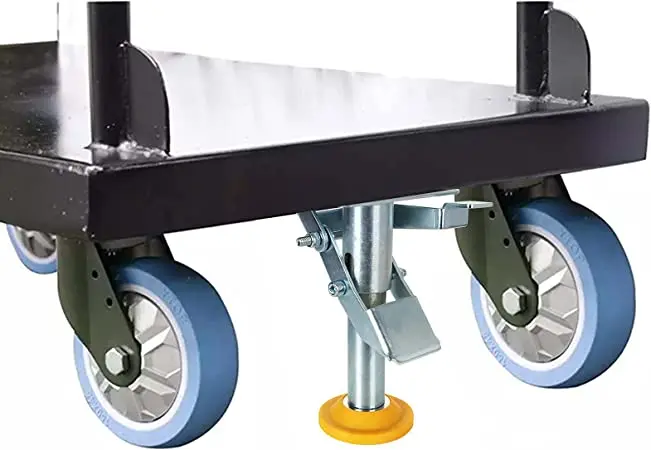 floor lock caster stopper wheel lift up height adjusting stopper saddle parts kick bar type floor lock for hand trolley casters