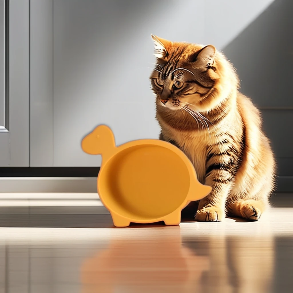 Portable Silicone Pet Bowl Lightweight Automatic Feeding Cat/Dog Bowl with Rounded Shape Simple Style Easy Carry Small Size