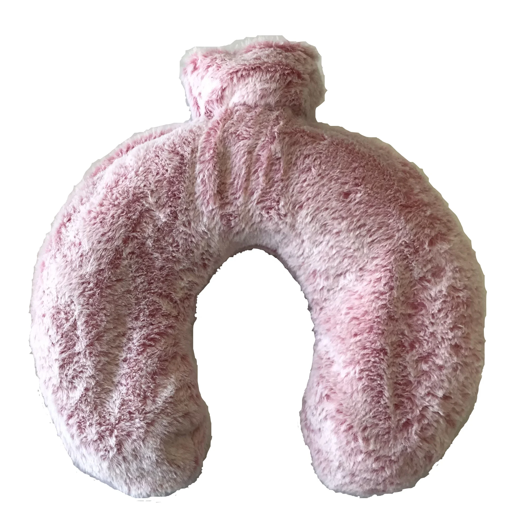 BS Standard U Shape PVC Hot Water Bottle With Plush Cover for Neck Warming
