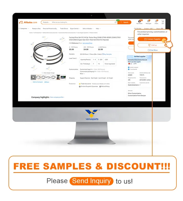 Wholesaler Piston Ring For Hyundai D3EA/D4EA D4BB D4CB D6DA D4DA K2700 D4BX Piston Ring Set 23040-27900 R-40089 anillo de piston