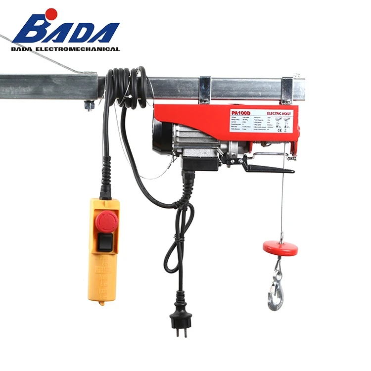 Small portable 8/4m/min 50/100kg 12/6m chain remote control steel wire rope electric hoist