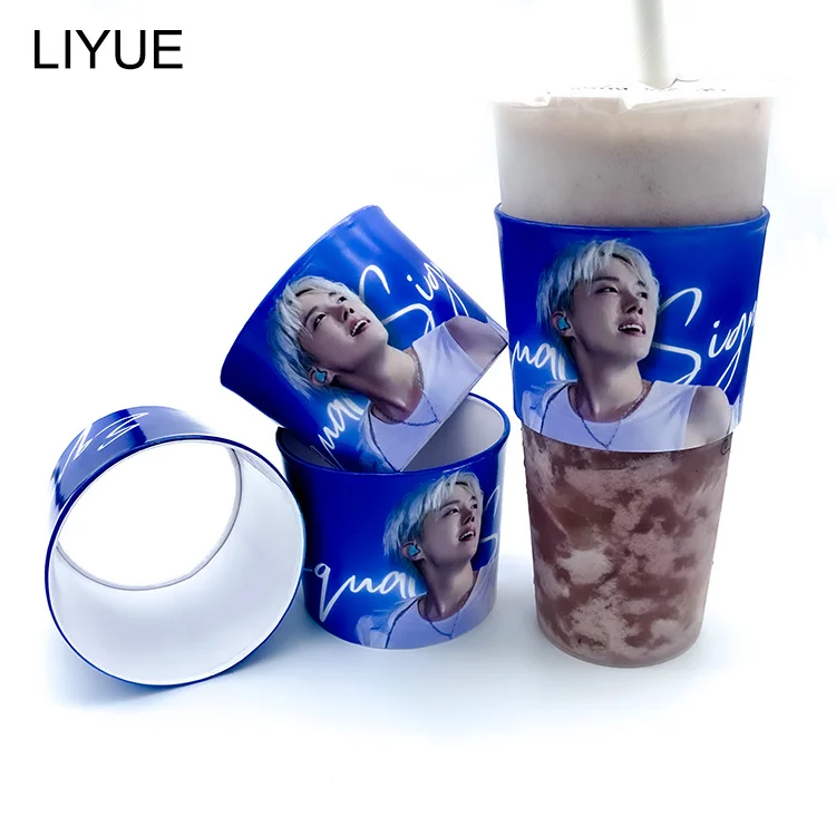 Custom Printed Korea Eco Friendly Paper Sleeve Band Food Air Cupholder Kpop