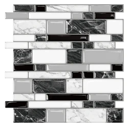 Black and White Adhesive Wall Tile Brick Wall Sticker