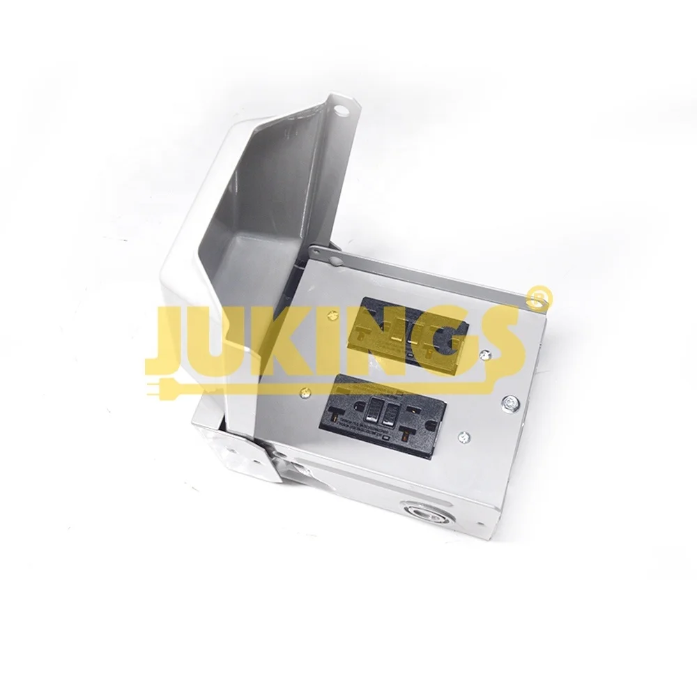 15 Amp 125/250 Volt RV Power Outlet Box Enclosed Lockable Weatherproof Outdoor Electrical Double NEMA 6-15R Receptacle Pane