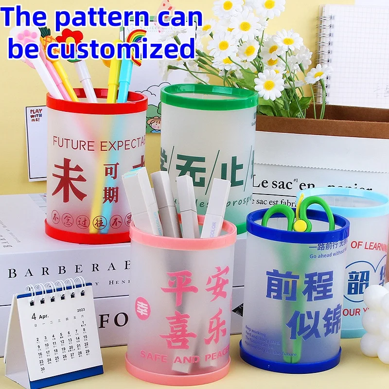 DIY Foldable Pen Holder Round Removable Plastic Pen Holder Desktop Storage Box for Office Stationery