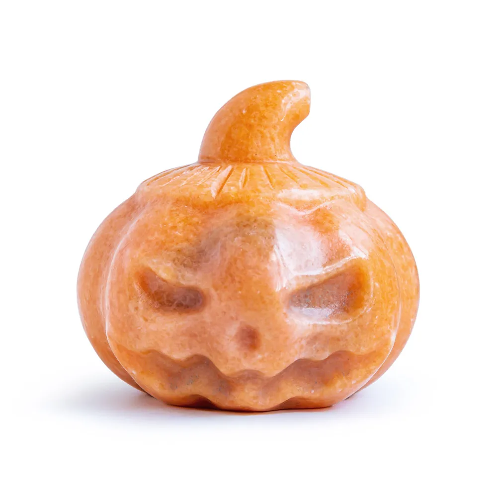 Wholesale Natural Hand Carved Folk Crafts Healing Stones Halloween Decoration Crystal Quartz Pumpkin