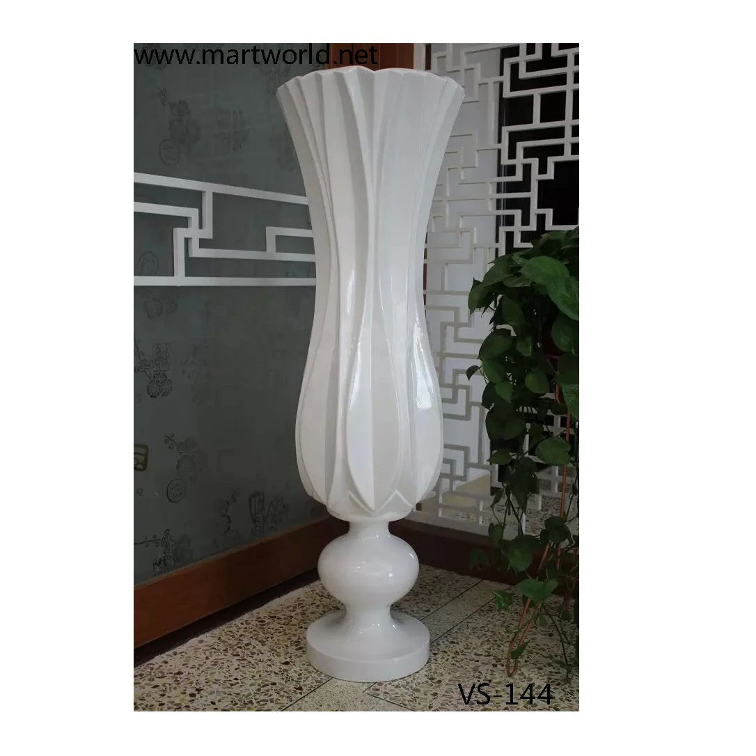 fiber glass vase centerpieces white decor  flower vase stripe large shiny vase wedding party home hotel  decoration (VS-144)