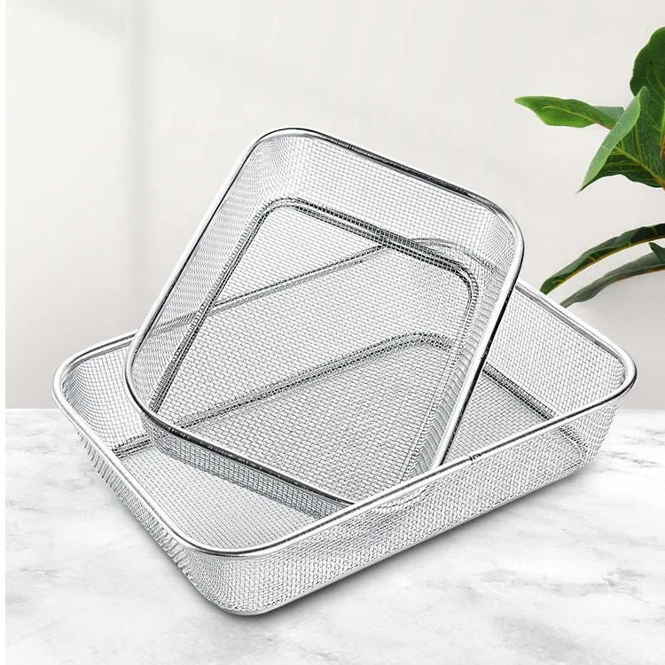 Kitchen Accessories Material Metal Filter Stainless Steel Square Mesh Basket Strainer Collapsible