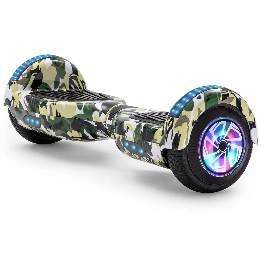 Hover Board Green Camo 6.5 Electric Scooters Flash LED Key Self-balancing Scooter Flash 2 Wheels Hoverboard