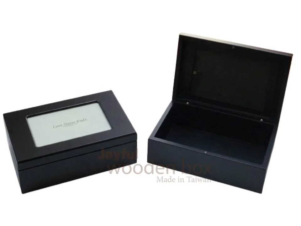 
High quality handmade wooden keepsake box picture photo frame lid 