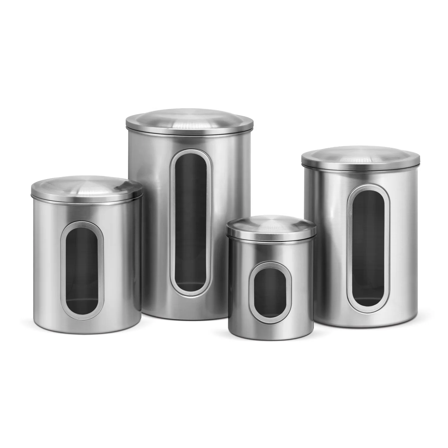 Best selling stainless steel bean coffee sugar canister tin brushed jars
