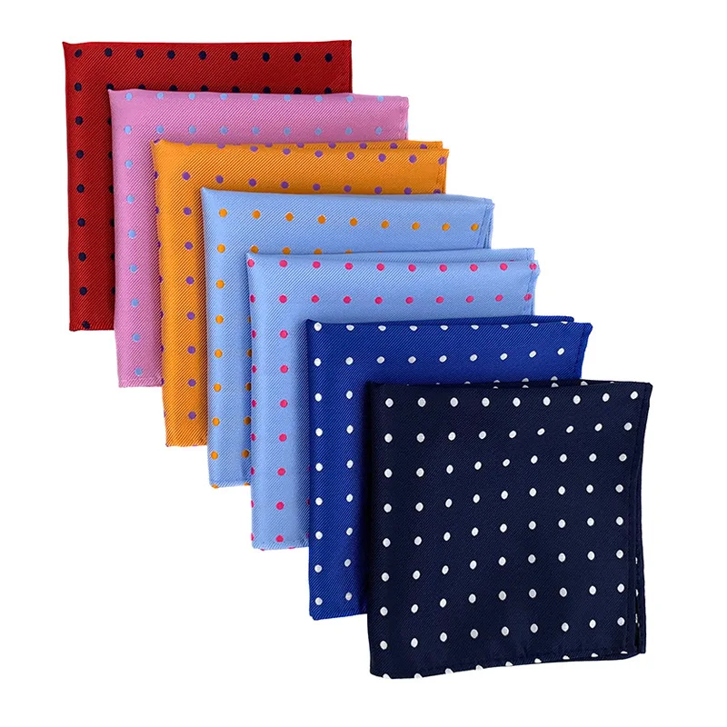 China Moderate Prices Mens Pocket Square 25x25cm Colorful Dots Handkerchief 100% Polyester Pocket Square