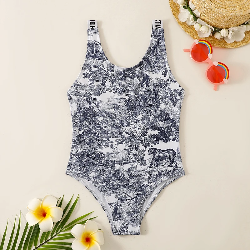 In Stock 2023 Wholesale Summer Girls Bathing Suits Swimsuit Designer Swimwear With Letters Designer Mommy And Me Kid Onesie