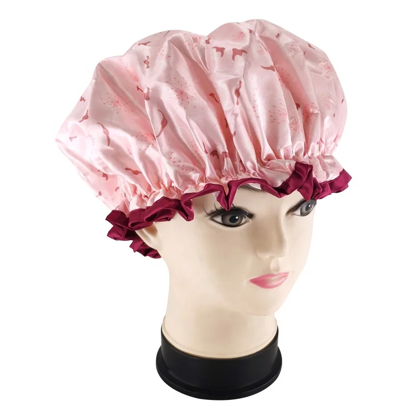 QUIET GIRL Customized Personalized Reusable Shower Caps Fancy Luxury Shower Cap plam leaves