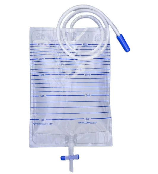 Medical 2000 ml adult urine bag disposable with T valve