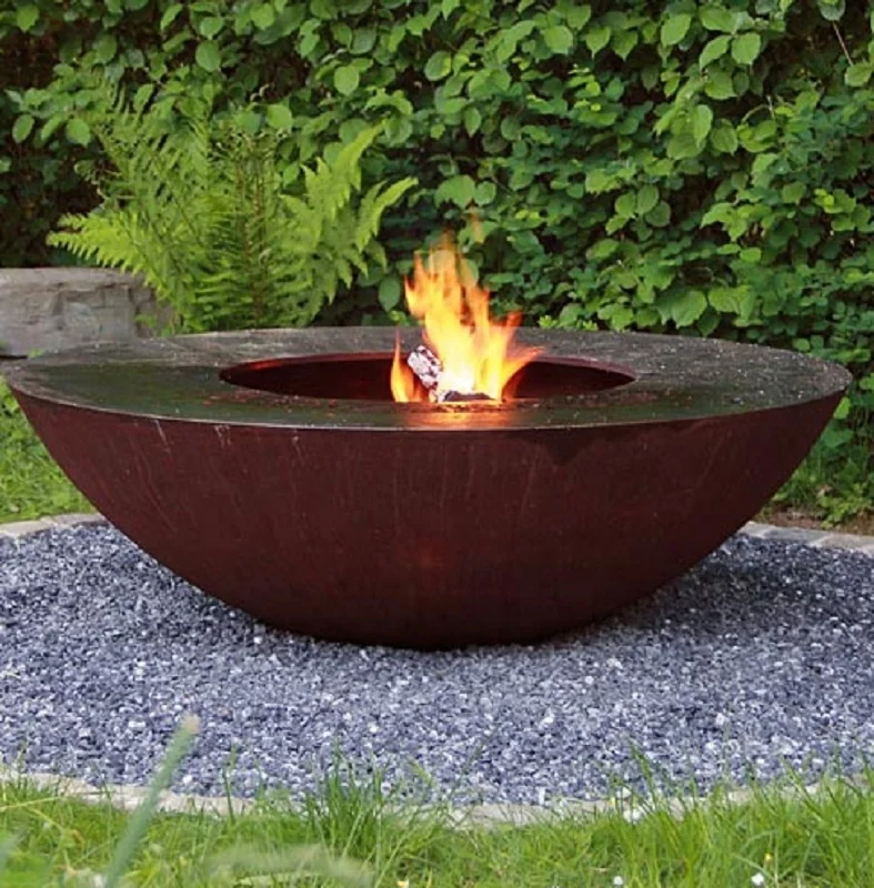 Outdoor Cooking BBQ Grill Corten Steel Fire Bowl with Grill ring