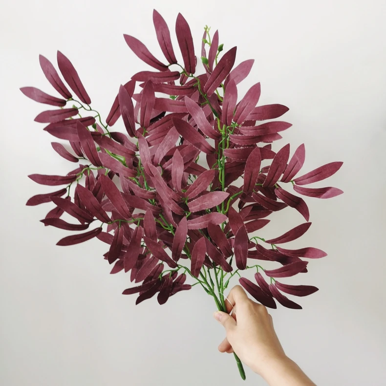 Artificial leaves stems branches plastic eucalyptus leaves pick plastic faux greenery plant branches