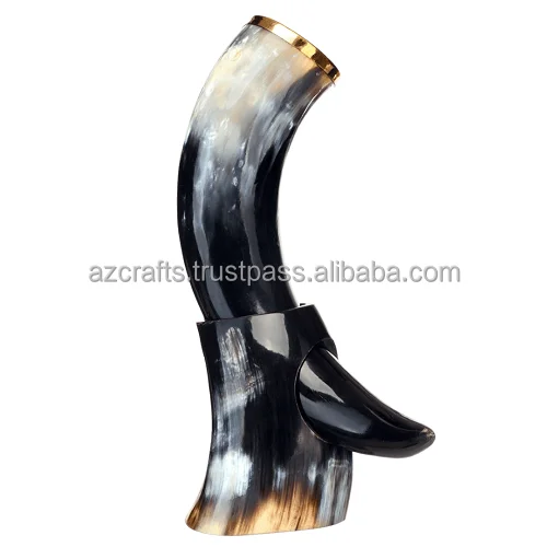 Authentic Viking drinking horn for beer high quality ox/cow polished horn for drinking natural horn from AZ Crafts