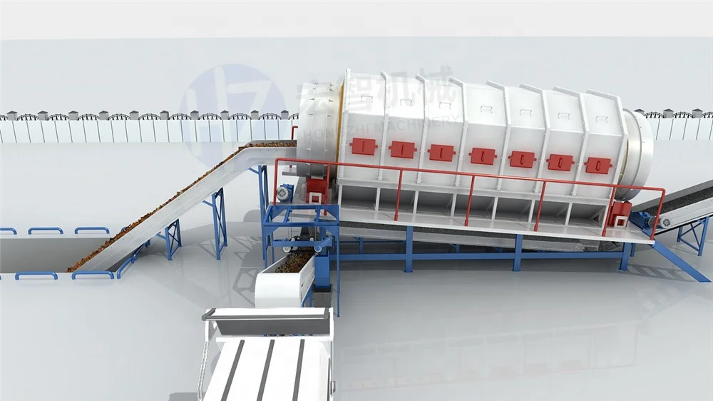 Линия сортировки мусора и перерабатывающая установка MSW, мобильная станция сортировки твердых отходов