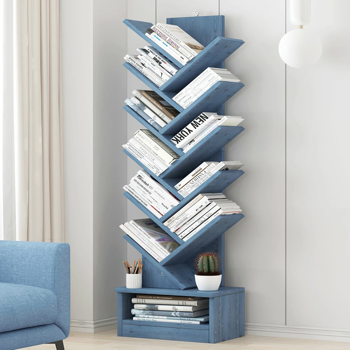 Customized nordic bookshelves wooden bookshelves bookcases for kids rotative bookcase