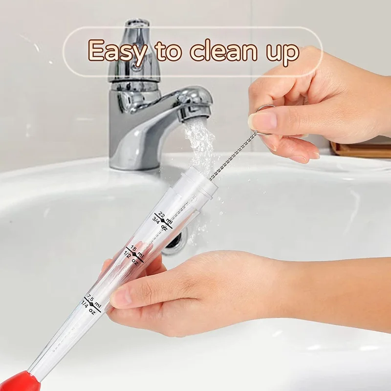 Multifunctional 4 in 1 set BBQ Barbecue marinade injector needles Cleaning Brush silicone long pump turkey baster with brush
