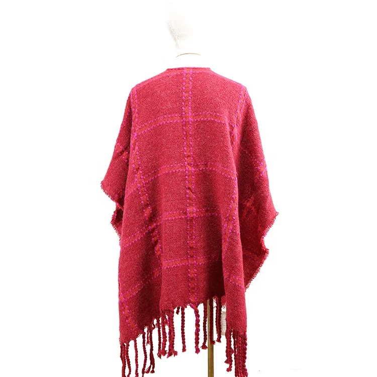 Wholesale Custom Acrylic Women Tassel Pashmina Ponchos Capes