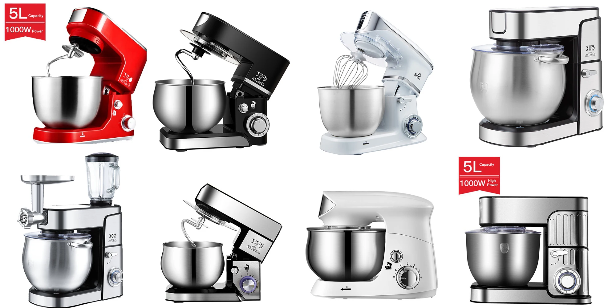 Arriart Commercial Electric Kitchen Aid Stand Mixer Machines Commercial Bread Pizza Spiral Dough Mixer Machine 5L