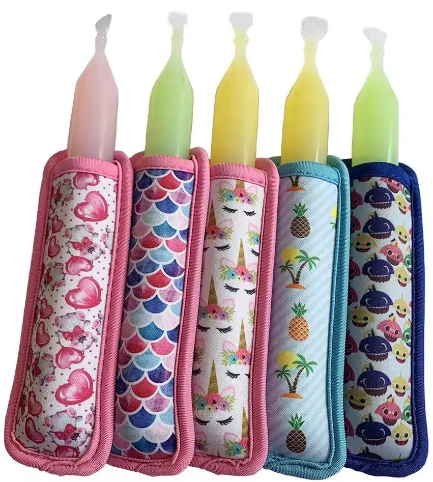 Factory wholesale Neoprene Kids Adults Wrapped Popsicle cover SBR  Ice Pop Popsicle Sleeves Bag