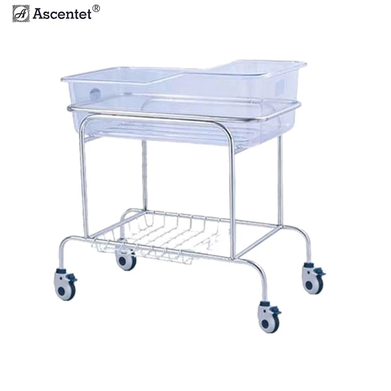 Stainless steel medical baby hospital crib newborn bed