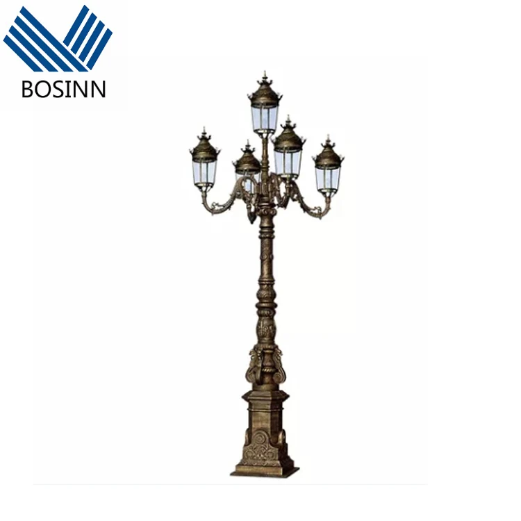 Square Post Lantern Bronze Sculpture Pillar Lights Pedestrian Street Post Lamp Flower Ball European Garden Lights