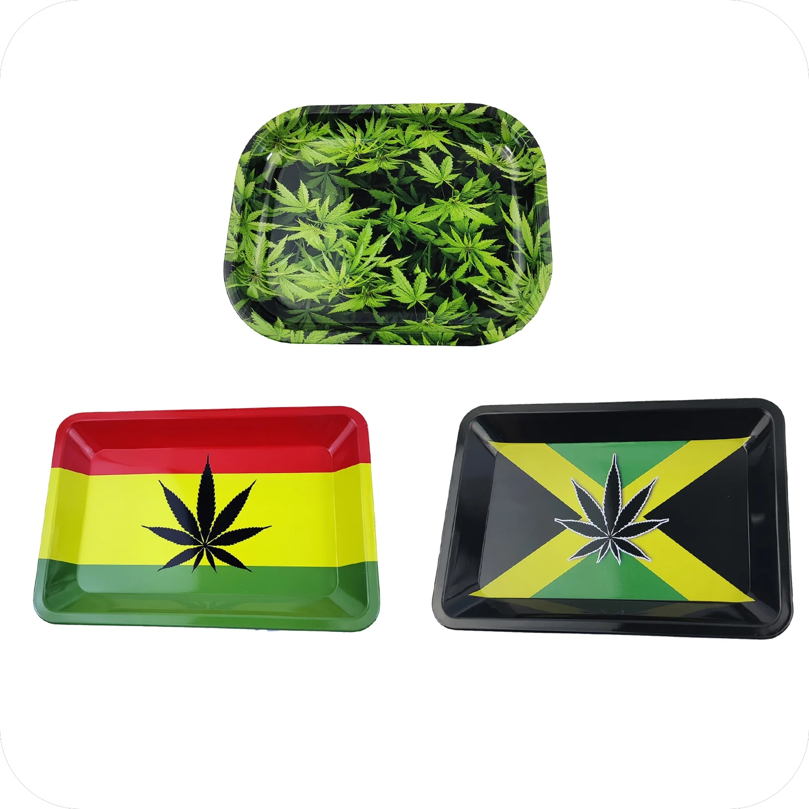 Custom Smoking Rolling Tray Ash Tray Metal Silicone Luminous Colorful OME Printed Logo