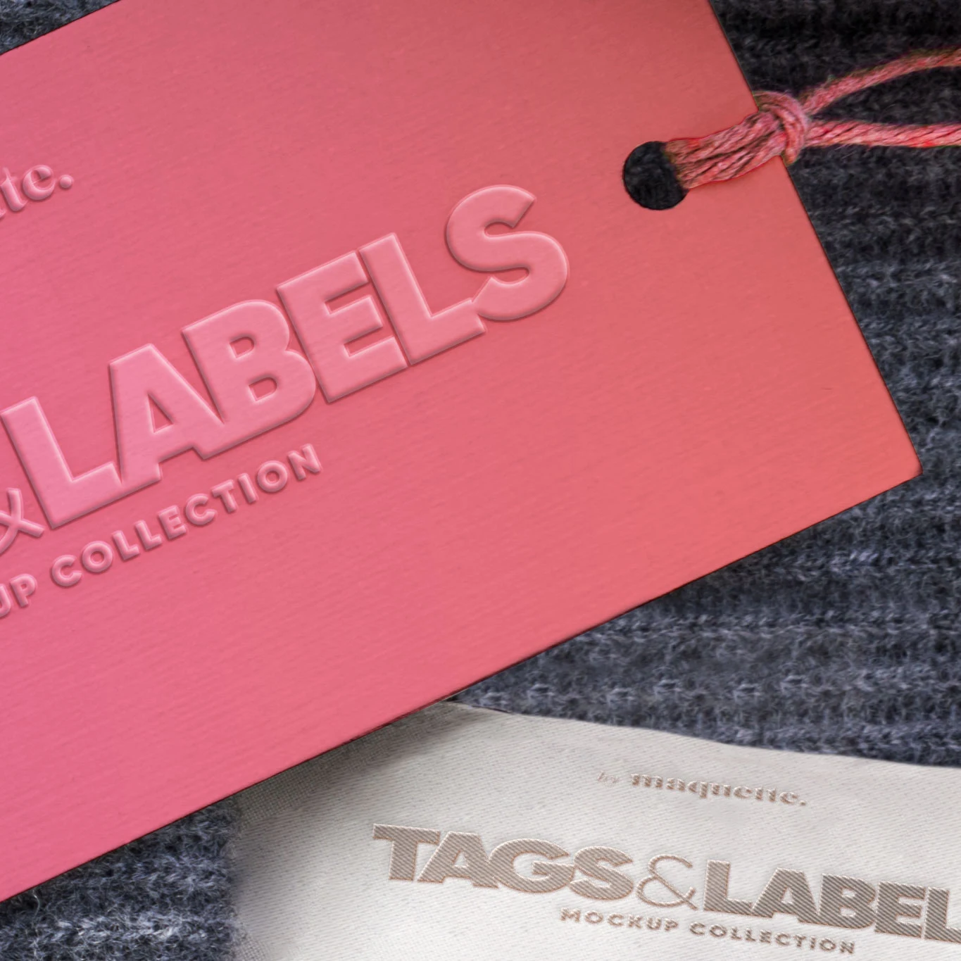 Wholesale Hanging Clothes Tag With Cord Custom High Quality Cardboard Embossed Pink Clothes Hang Tags