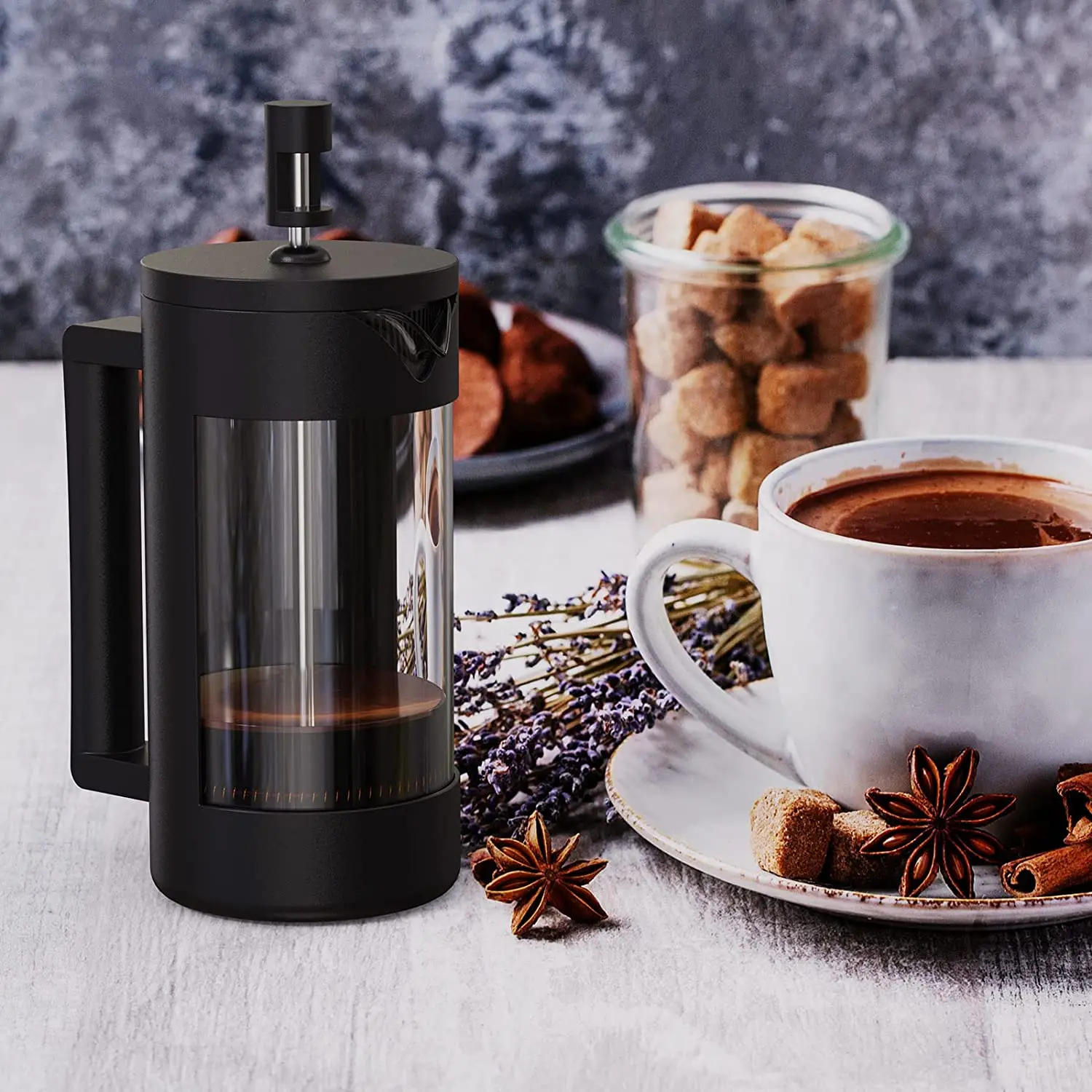 OEM/ODM Custom Logo 304 French Press Coffee Glass Plastic 350Ml Portable French Press Coffee Maker Plunger