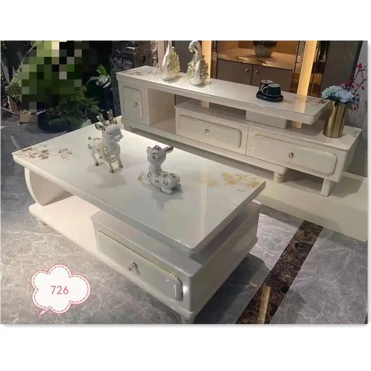 Luxury Design Glass Top TV Stand With Drawer Coffee Table Living Room Hotel Furniture