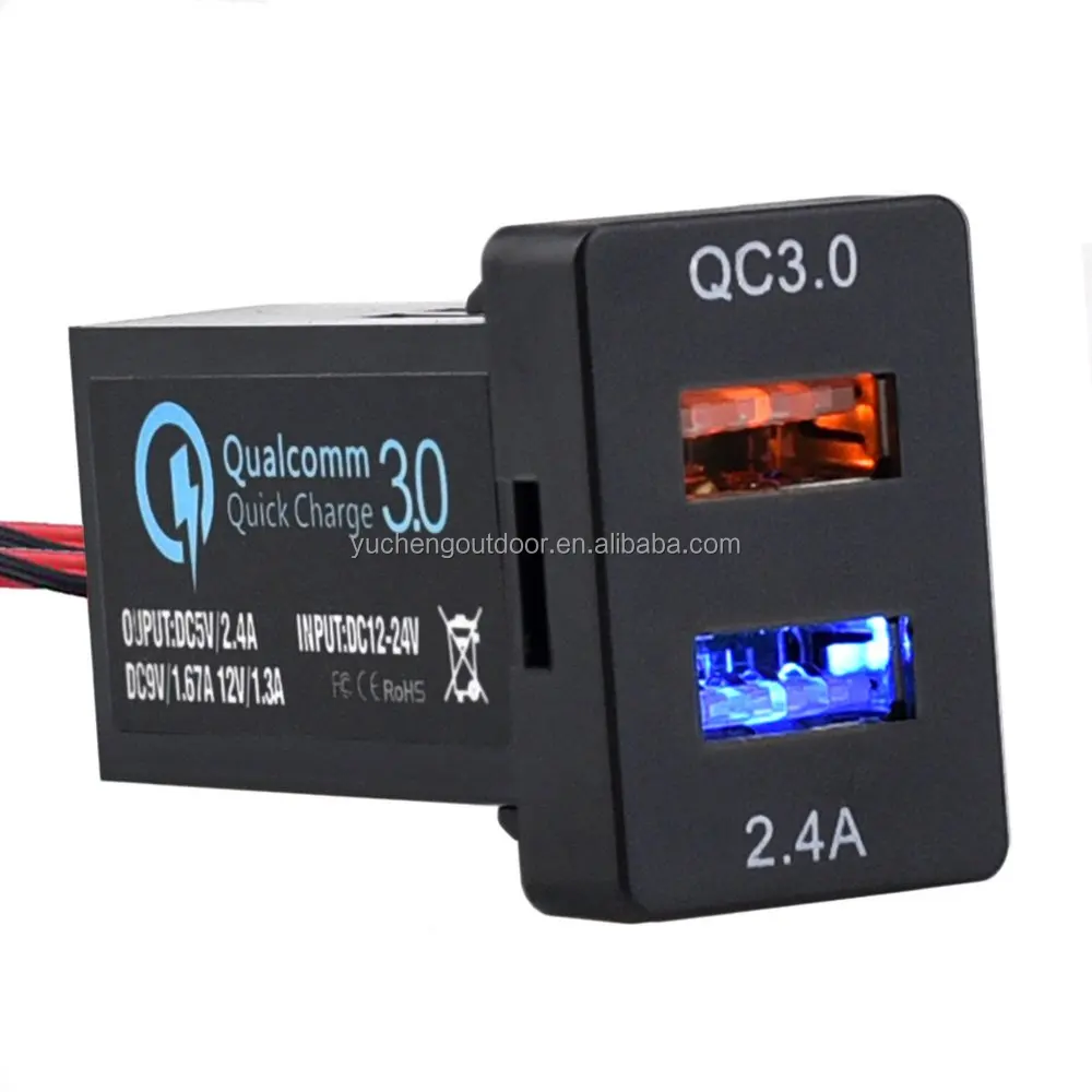 12 В двойной USB порт зарядное устройство розетка 2.4A QC3.0 быстрое для Toyta