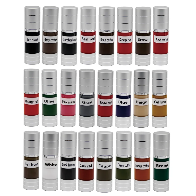 Semi PMU Eye Pigment Organic Tattoo Ink Set 16 colors Microblading Micro Pigment Cream Manual Using