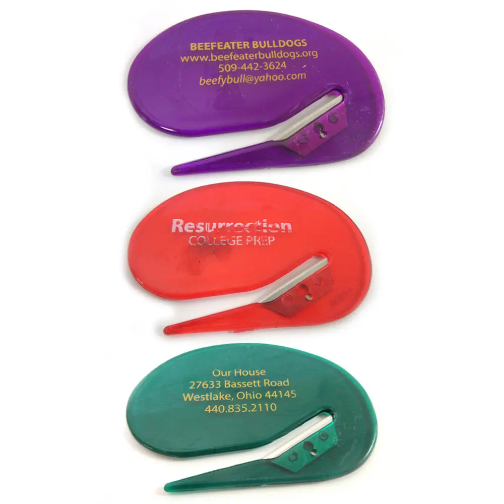 Мини-открывалка для пластиковых писем рекламный пользовательский резак конвертов с лезвиями из нержавеющей