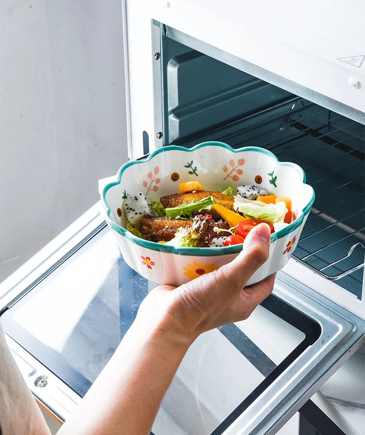 Creativity farmhouse style under-glaze pasta soup salad porcelain tableware ceramic bowl for dessert souffle and cake dishes