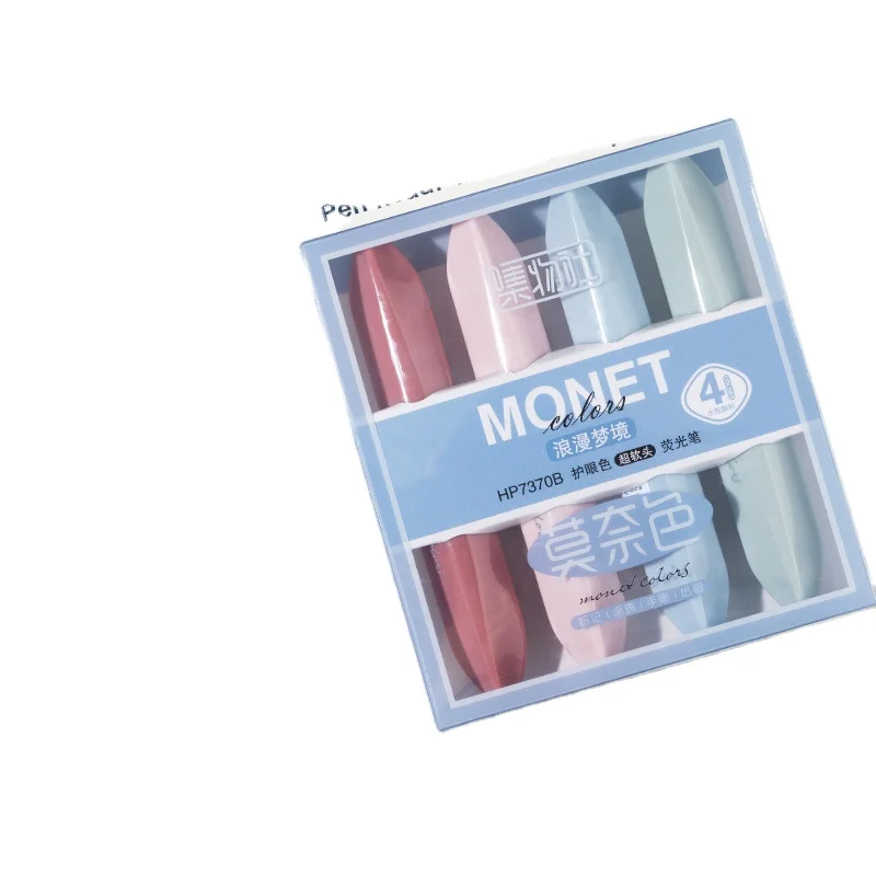 New Popularity Gift Box Eye Protection Student Ledger Key Round Marker Pen Drawing Pen Candy Color 4 Piece Set Highlighter Pen