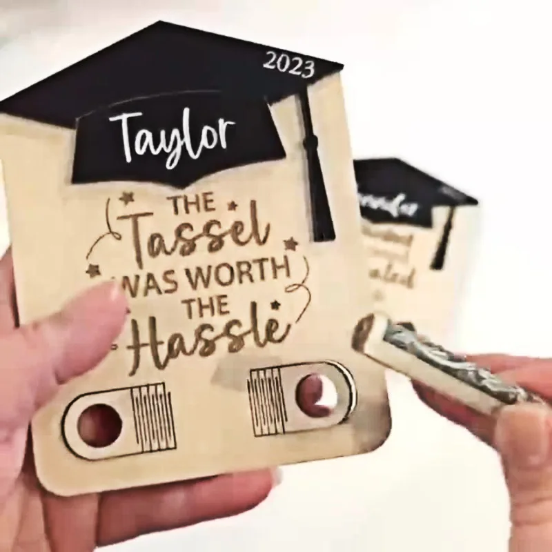 2024 Creative Wooden Graduation Wallet Money Gift Holder Handmade Wood Crafts for Graduates
