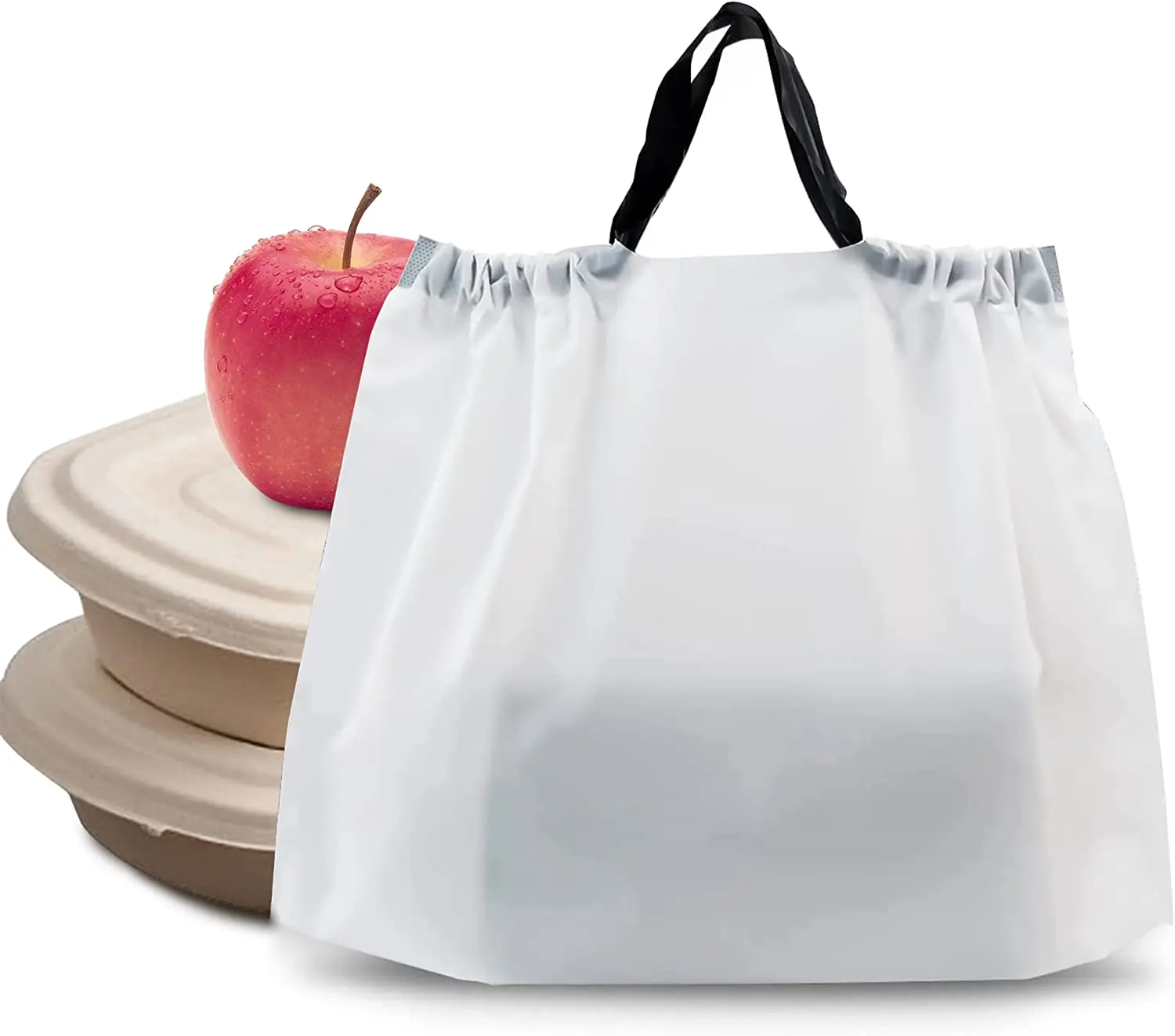 Take out Bags with Handles Water Proof Tamper Evident to Go Bags with Seal Drawstring