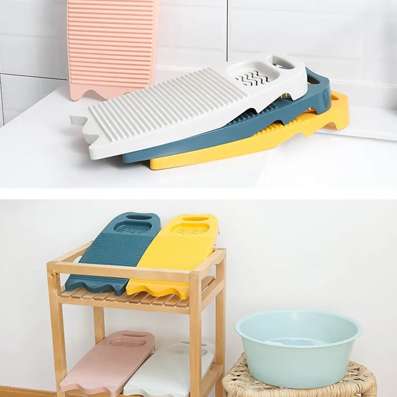 Thicken Washboard With Soap Holder Box Plastic Anti Slip Clothes Washing Board Kid Socks Underwear